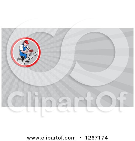 Clipart of a Plumber Fixing a Pipe and Ray Business Card Design - Royalty Free Illustration by patrimonio