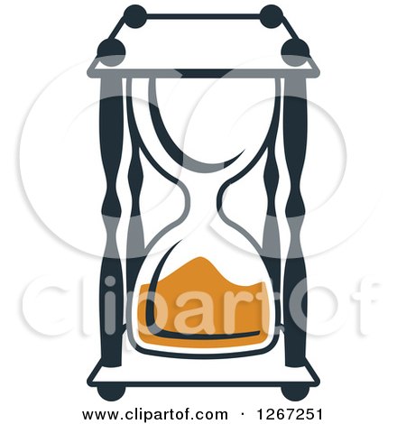 Clipart of a Navy Blue and Orange Hourglass - Royalty Free Vector Illustration by Vector Tradition SM