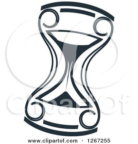 Clipart of a Navy Blue Tilted Hourglass - Royalty Free Vector Illustration by Vector Tradition SM