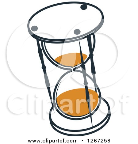 Clipart of a Tilted Black and Orange Hourglass - Royalty Free Vector Illustration by Vector Tradition SM