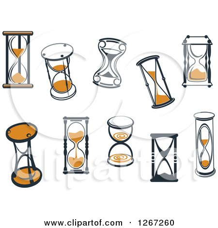 Clipart of Navy Blue and Orange Hourglasses - Royalty Free Vector Illustration by Vector Tradition SM