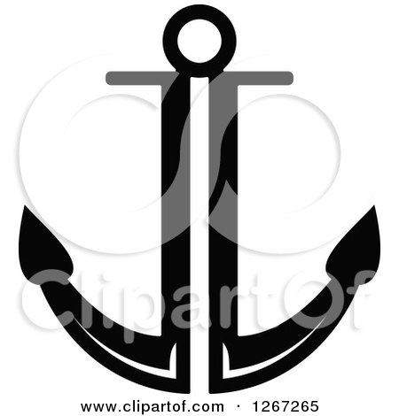Clipart of a Simple Black and White Nautical Anchor - Royalty Free Vector Illustration by Vector Tradition SM