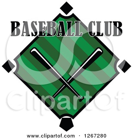 Clipart of Text over a Baseball Diamond Field with Crossed Bats - Royalty Free Vector Illustration by Vector Tradition SM