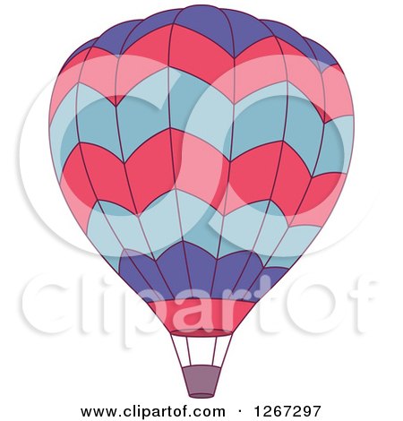 Clipart of a Purple Pink and Blue Hot Air Balloon - Royalty Free Vector Illustration by Vector Tradition SM