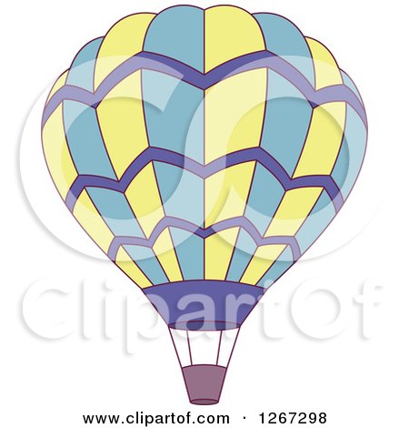 Clipart of a Yellow Blue and Purple Hot Air Balloon - Royalty Free Vector Illustration by Vector Tradition SM