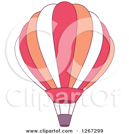 Clipart of a White Pink and Orange Hot Air Balloon - Royalty Free Vector Illustration by Vector Tradition SM