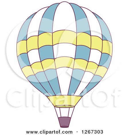 Clipart of a Blue White and Green Hot Air Balloon - Royalty Free Vector Illustration by Vector Tradition SM