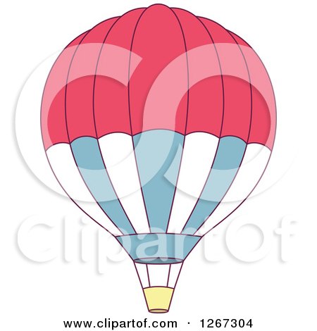 Clipart of a Pink White and Blue Hot Air Balloon - Royalty Free Vector Illustration by Vector Tradition SM