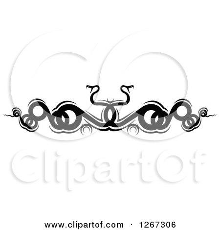Clipart of Black and White Entwined Curly Snakes - Royalty Free Vector Illustration by Vector Tradition SM