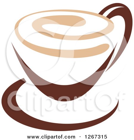 Clipart of a Two Toned Tan and Brown Coffee Cup on a Saucer 2 - Royalty Free Vector Illustration by Vector Tradition SM