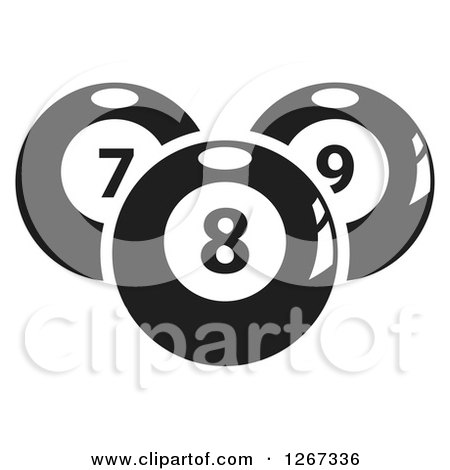 Clipart of Black and White Billiards Pool Balls - Royalty Free Vector Illustration by Vector Tradition SM