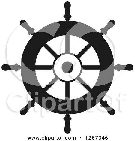Clipart of a Navy Blue Ship Helm Steering Wheel - Royalty Free Vector Illustration by Vector Tradition SM