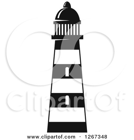 Clipart of a Black and White Striped Lighthouse - Royalty Free Vector Illustration by Vector Tradition SM