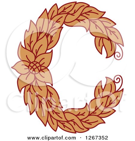 Clipart of a Floral Capital Letter C with a Flower - Royalty Free Vector Illustration by Vector Tradition SM