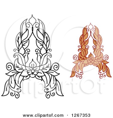 Clipart of Floral Capital Letter a Designs with a Flowers - Royalty Free Vector Illustration by Vector Tradition SM