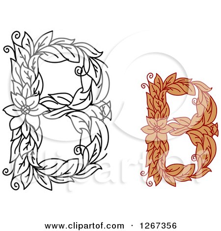 Clipart of Floral Capital Letter B Designs with Flowers - Royalty Free Vector Illustration by Vector Tradition SM