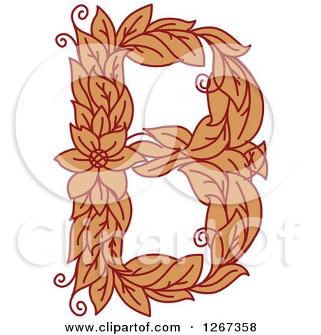 Clipart of a Floral Capital Letter B with a Flower - Royalty Free Vector Illustration by Vector Tradition SM