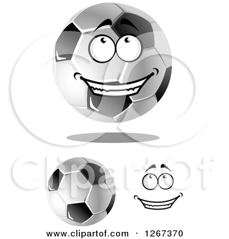 Clipart of Grayscale Soccer Balls - Royalty Free Vector Illustration by Vector Tradition SM
