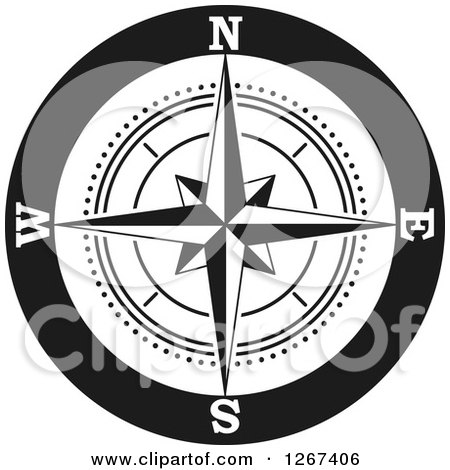 Clipart of a Navy Blue Compass Rose - Royalty Free Vector Illustration by Vector Tradition SM