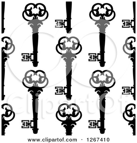 Clipart of a Seamless Background Pattern of Ornate Vintage Skeleton Keys - Royalty Free Vector Illustration by Vector Tradition SM