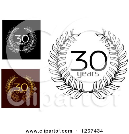 Clipart of 30 Years Laurel Wreath Anniversary Designs - Royalty Free Vector Illustration by Vector Tradition SM