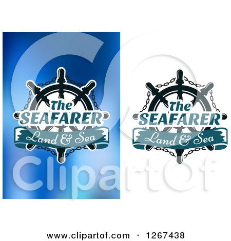 Clipart of Ship Helm Steering Wheel Designs with Sample Text - Royalty Free Vector Illustration by Vector Tradition SM
