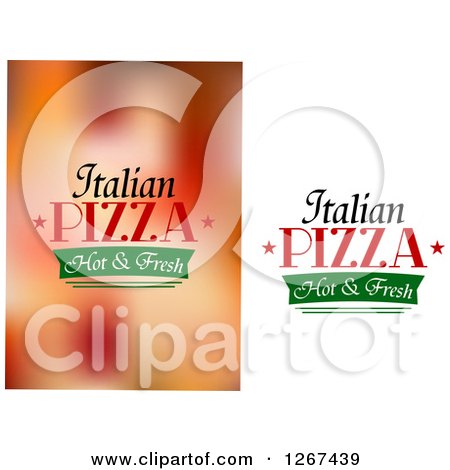 Clipart of Italian Pizza Hot and Fresh Text Designs - Royalty Free Vector Illustration by Vector Tradition SM