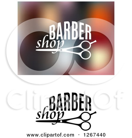 Clipart of Barber Shop Designs with Scissors - Royalty Free Vector Illustration by Vector Tradition SM