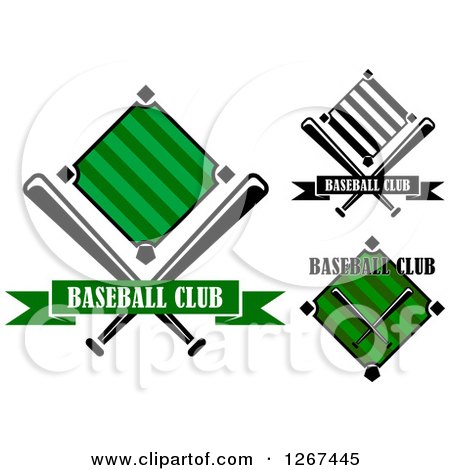 Clipart of Baseball Diamond Field and Bat Designs - Royalty Free Vector Illustration by Vector Tradition SM