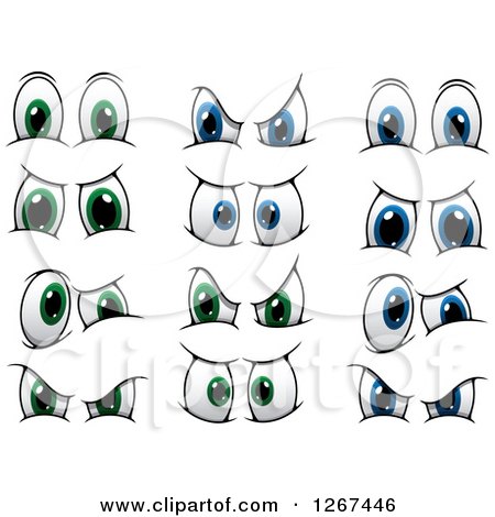 Clipart of Pairs of Expressional Green and Blue Eyes - Royalty Free Vector Illustration by Vector Tradition SM