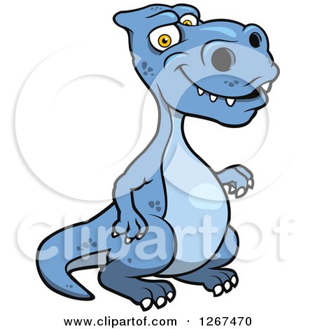 Clipart of a Blue Tyrannosaurus Rex Dinosaur - Royalty Free Vector Illustration by Vector Tradition SM