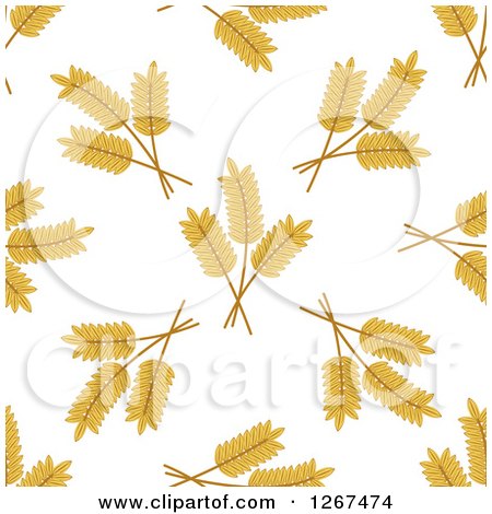 Clipart of a Seamless Pattern Background of Wheat on White - Royalty Free Vector Illustration by Vector Tradition SM