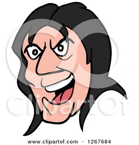 Clipart of a Long Haired Jungle Man's Face - Royalty Free Vector Illustration by LaffToon