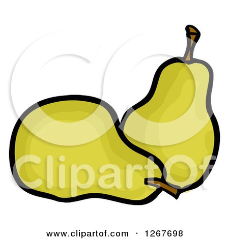 Clipart of Two Green Pears - Royalty Free Vector Illustration by LaffToon
