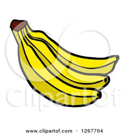 Clipart of a Bunch of Yellow Bananas - Royalty Free Vector Illustration by LaffToon