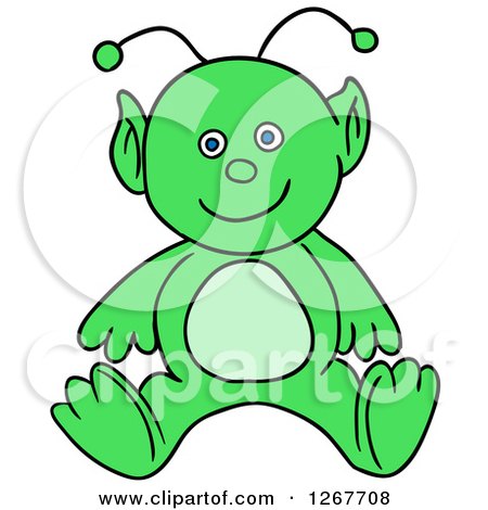 Clipart of a Happy Green Alien - Royalty Free Vector Illustration by LaffToon