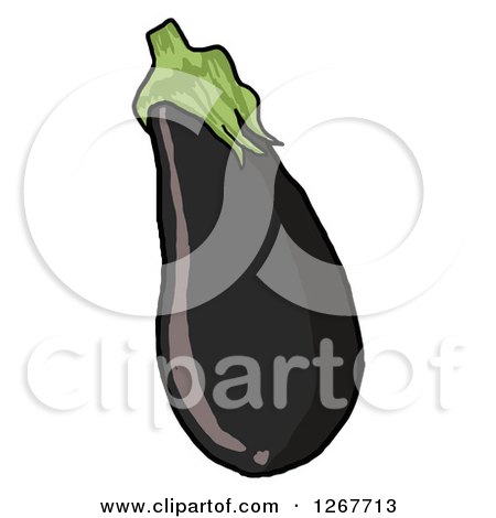 Clipart of a Black Eggplant - Royalty Free Vector Illustration by LaffToon