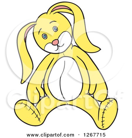 Clipart of a Yellow and White Stuffed Bunny Rabbit Toy - Royalty Free Vector Illustration by LaffToon