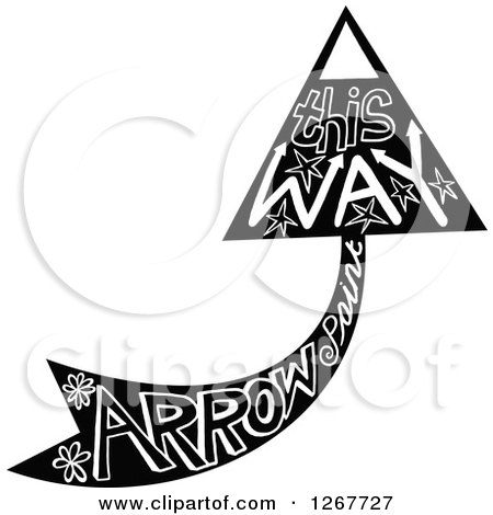 Clipart of a Black and White Arrow with Doodle Text - Royalty Free Vector Illustration by Prawny