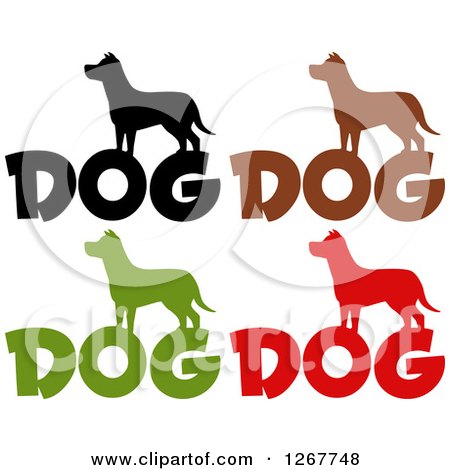 Clipart of Silhouetted Dogs over Text - Royalty Free Vector Illustration by Hit Toon