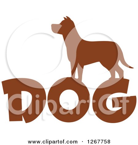 Clipart of a Brown Silhouetted Dog over Text - Royalty Free Vector Illustration by Hit Toon