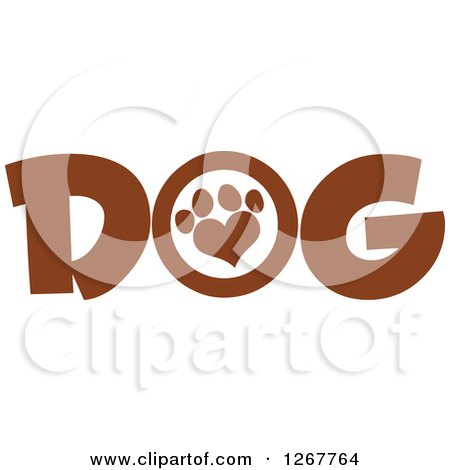 Clipart of Brown Dog Text with a Heart Shaped Paw Print - Royalty Free Vector Illustration by Hit Toon