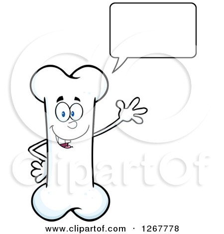 Clipart of a Talking Cartoon Bone Character Waving - Royalty Free Vector Illustration by Hit Toon