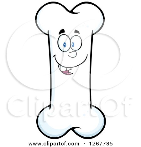 Clipart of a Happy Laughing Cartoon Funny Bone Character - Royalty Free Vector Illustration by Hit Toon