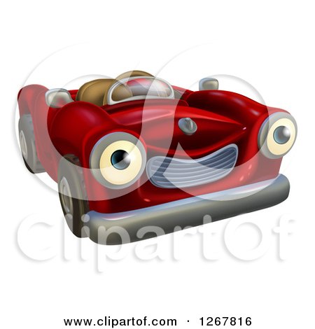 Clipart of a Happy Red Car Character - Royalty Free Vector Illustration by AtStockIllustration