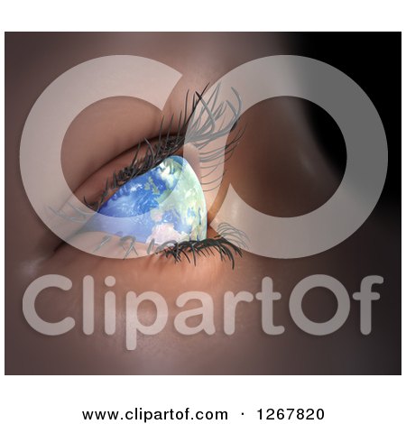 Clipart of a 3d Earth Female Human Eye - Royalty Free Illustration by Mopic