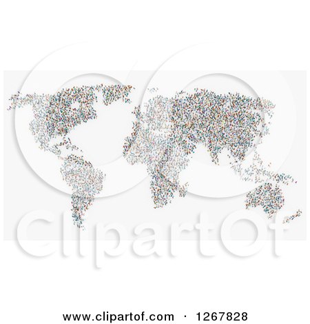 Clipart of a World Map Formed of People on White - Royalty Free Illustration by Mopic