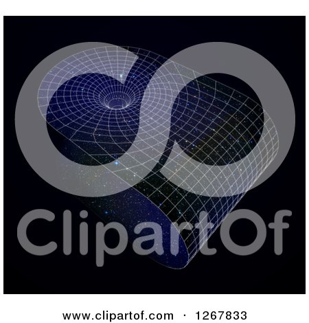 Clipart of a 3d Grid of a Wormhole - Royalty Free Illustration by Mopic