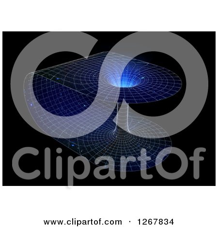 Clipart of a 3d Grid Wormhole with Light - Royalty Free Illustration by Mopic