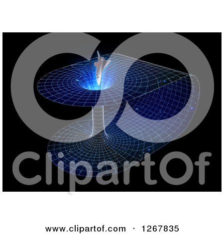Clipart of a 3d Rocket Ship Going Through a Wormhole - Royalty Free Illustration by Mopic